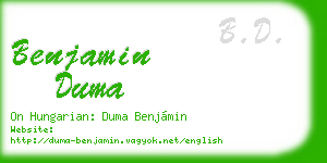 benjamin duma business card