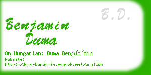 benjamin duma business card